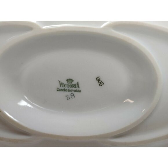 Vintage Victoria Ivory Gold Rim China Czechoslovakia Gravy Boat With Plate - Picture 4 of 9